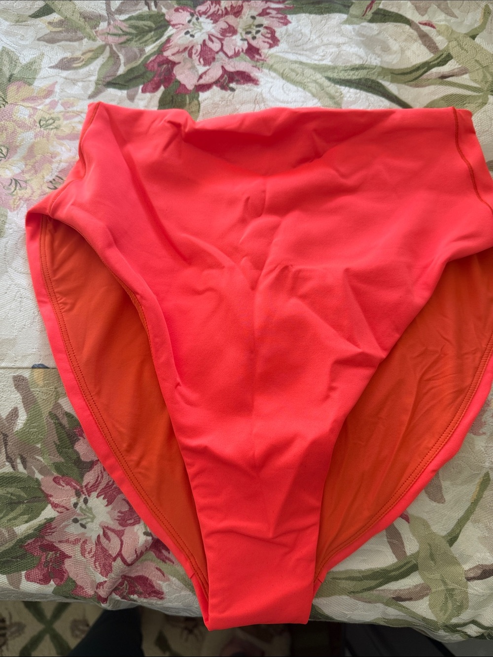 High-Waist Womenās Swim Bottoms in Neon Orange